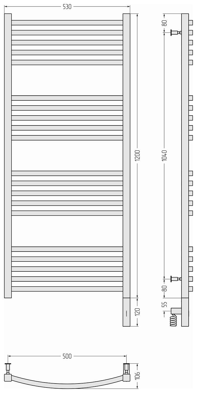 Полотенцесушитель электрический Сунержа Аркус 3.0 530x1320 мм правое матовое золото 032-5705-1250