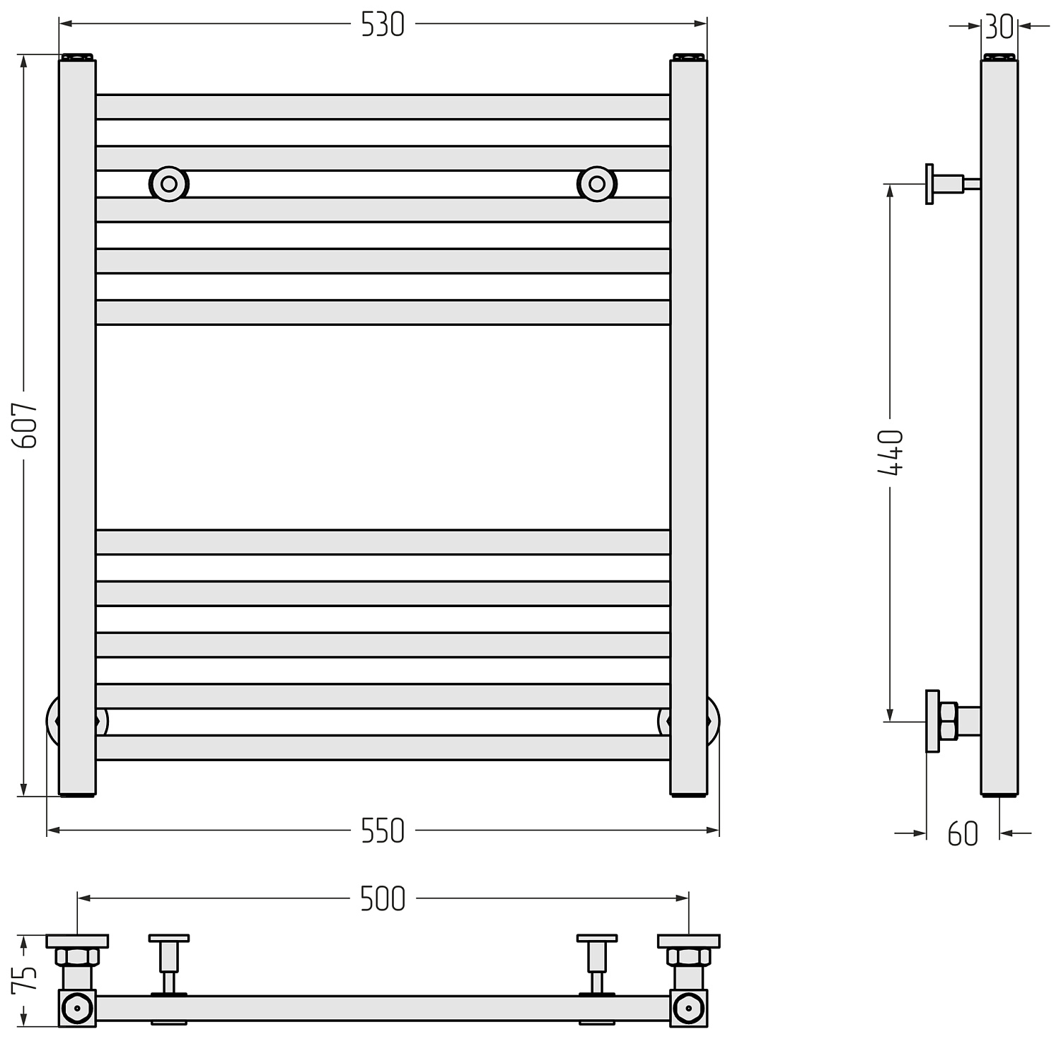Полотенцесушитель водяной Сунержа Модус 500x600 мм без покрытия 00-0250-6050