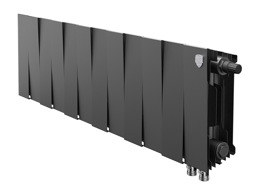 Радиатор биметаллический Royal Thermo PianoForte 200 Noir Sable 12 секций нижнее подключение НС-1346004