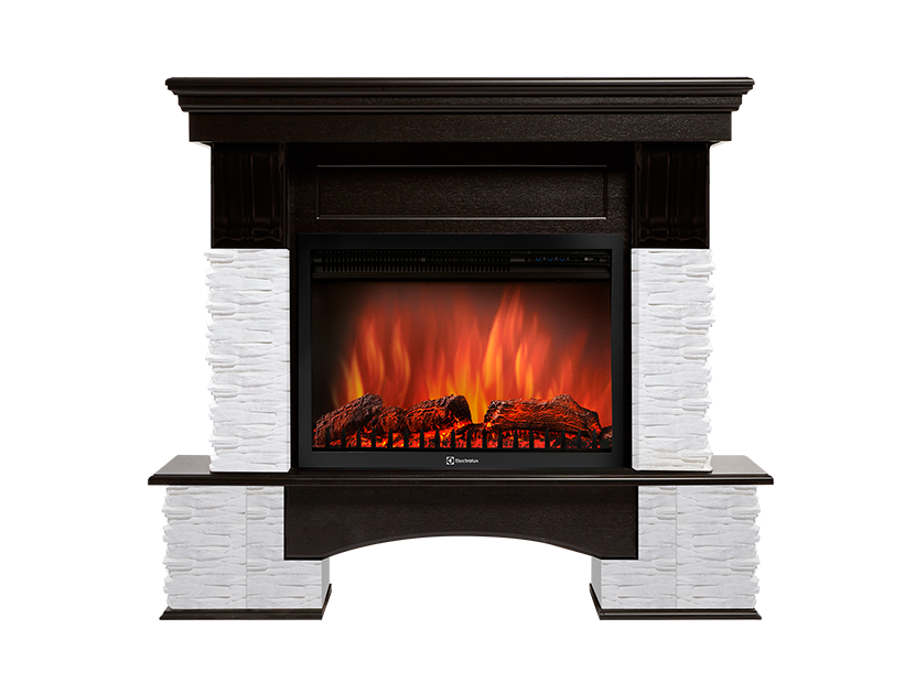 Портал для электрокамина Firelight Pietra Nuovo 25 камень сланец белый шпон темный дуб НС-1346693