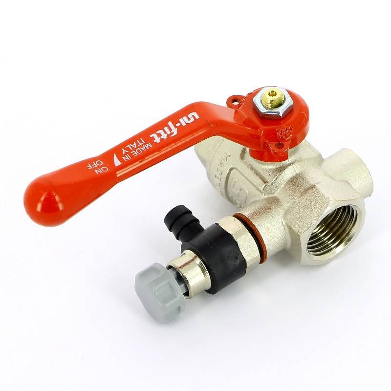 Кран шаровой Uni-Fitt ВВ с дренажным вентилем и заглушкой рычаг 1/2 115L2000