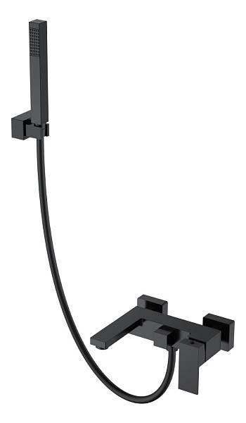 Смеситель для ванны с душем Boheme Qubic настенный черный матовый 473-B