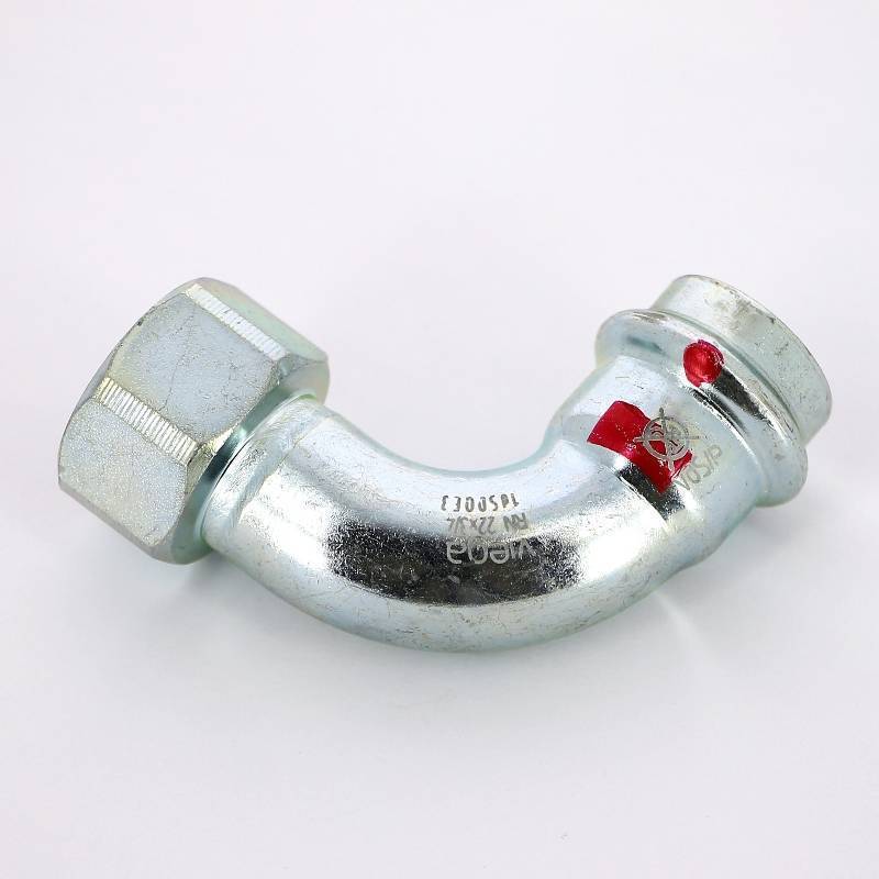 Угольник переходной Viega Prestabo 90° 22х3/4 пресс-В оцинкованная сталь 601324