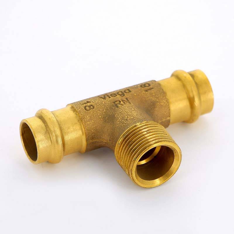 Тройник пресс с наружной резьбой Viega Sanpress 18х3/4х18 бронза 281328