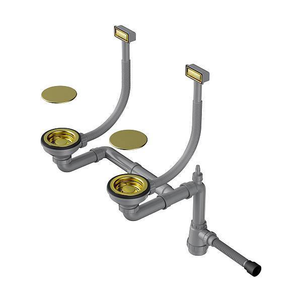 Арматура для двухчашевых моек Omoikiri WK-2C-LG прямоугольный перелив светлое золото 4956497