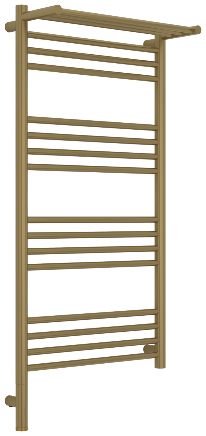 Полотенцесушитель электрический Сунержа Богема 3.1 с 1 полкой 50х100 см левое подключение золотой шёлк матовый 32-6006-1050