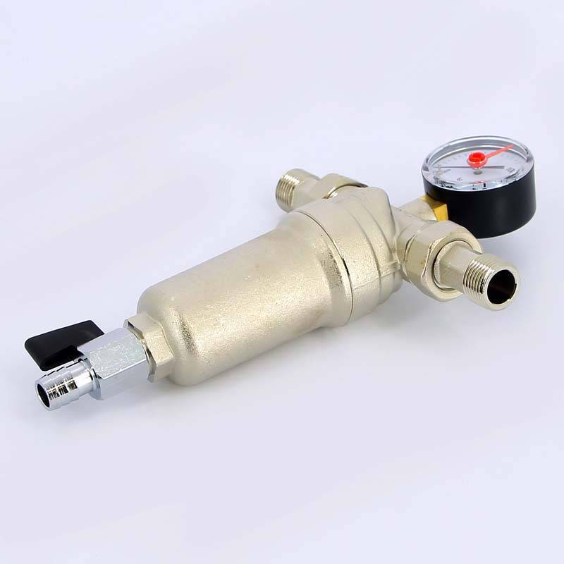 Фильтр промывной с манометром Tiemme 1/2 латунная колба 3130001