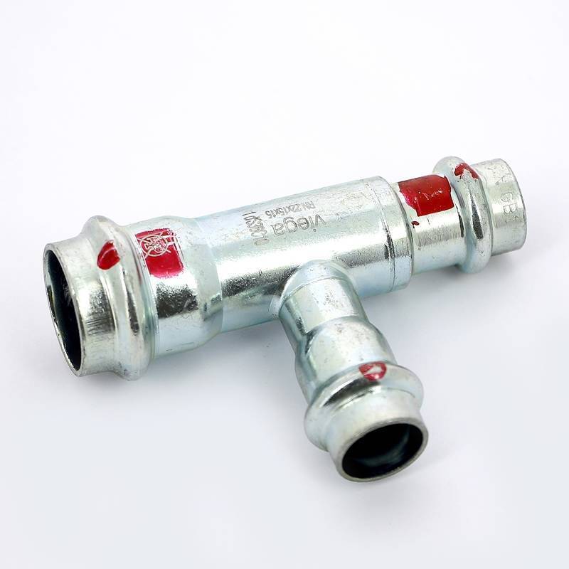 Тройник пресс Viega Prestabo оцинкованная сталь 22х15х15 мм 642617