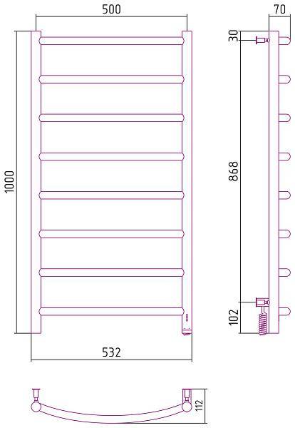 Полотенцесушитель электрический Сунержа Галант 4.0 1000x500 мм правый белый 12-0831-1050