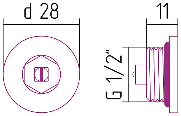 Воздухоотводчик для полотенцесушителя Стилье d 28 мм G 1/2 НР хром 00100-0009