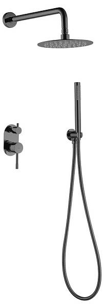 Душевой комплект Boheme Uno смеситель встраиваемый с верхним и ручным душем shine gun metal 464-SGM