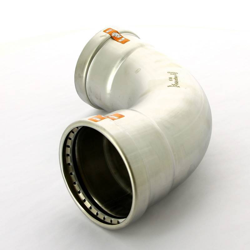 Отвод пресс 90° Viega Sanpress Inox нержавеющая сталь 88.9 мм 482602