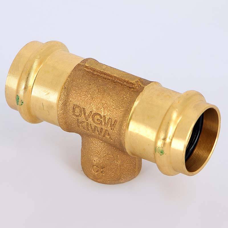 Тройник пресс-В Viega Sanpress 28х1/2х28 бронза 119768