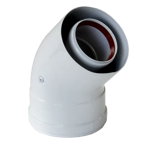 Отвод коаксиальный ZOTA 45° 60/100 мм 00-00002154