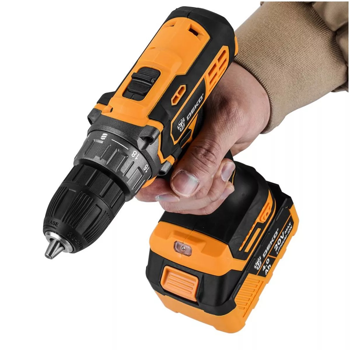 Набор аккумуляторного инструмента DEKO DKCD20 и DKAG20-125 20 В 2x4.0 Ач 063-4310