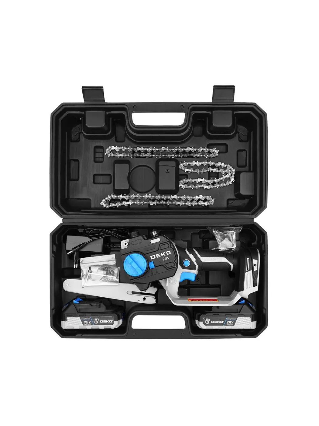 Пила цепная аккумуляторная бесщеточная DEKO DKCHS 20V 6 20 В 2x2.2 Ач 083-2014