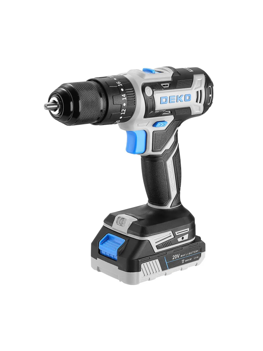 Дрель-шуруповерт аккумуляторная ударная DEKO DKCID20FU-Li 20 В 1x2.0 Ач 083-1119