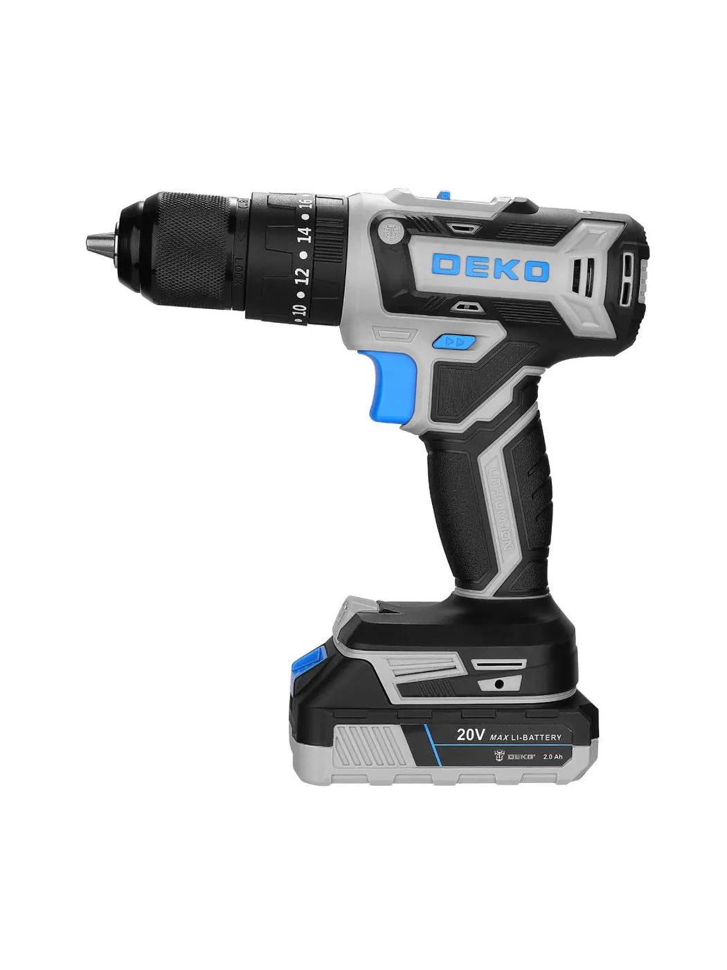 Дрель-шуруповерт аккумуляторная ударная DEKO DKCID20FU-Li 20 В 1x2.0 Ач 083-1119