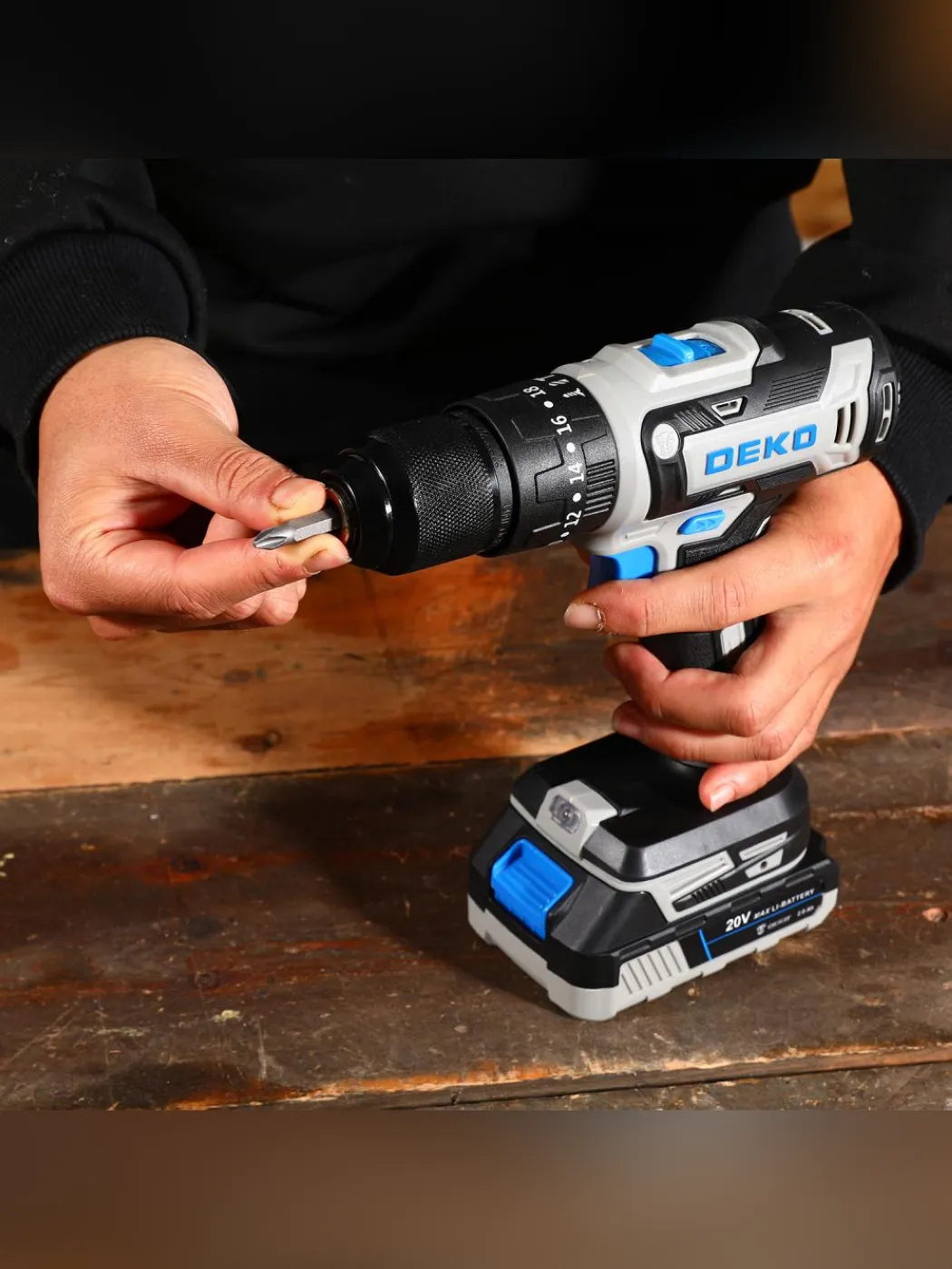 Дрель-шуруповерт аккумуляторная ударная DEKO DKCID20FU-Li 20 В 1x2.0 Ач 083-1119