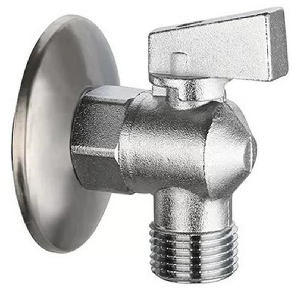 Кран шаровой угловой VIEIR LUX Ganzer 1/2x1/2 хромированный с отражателем GZR33