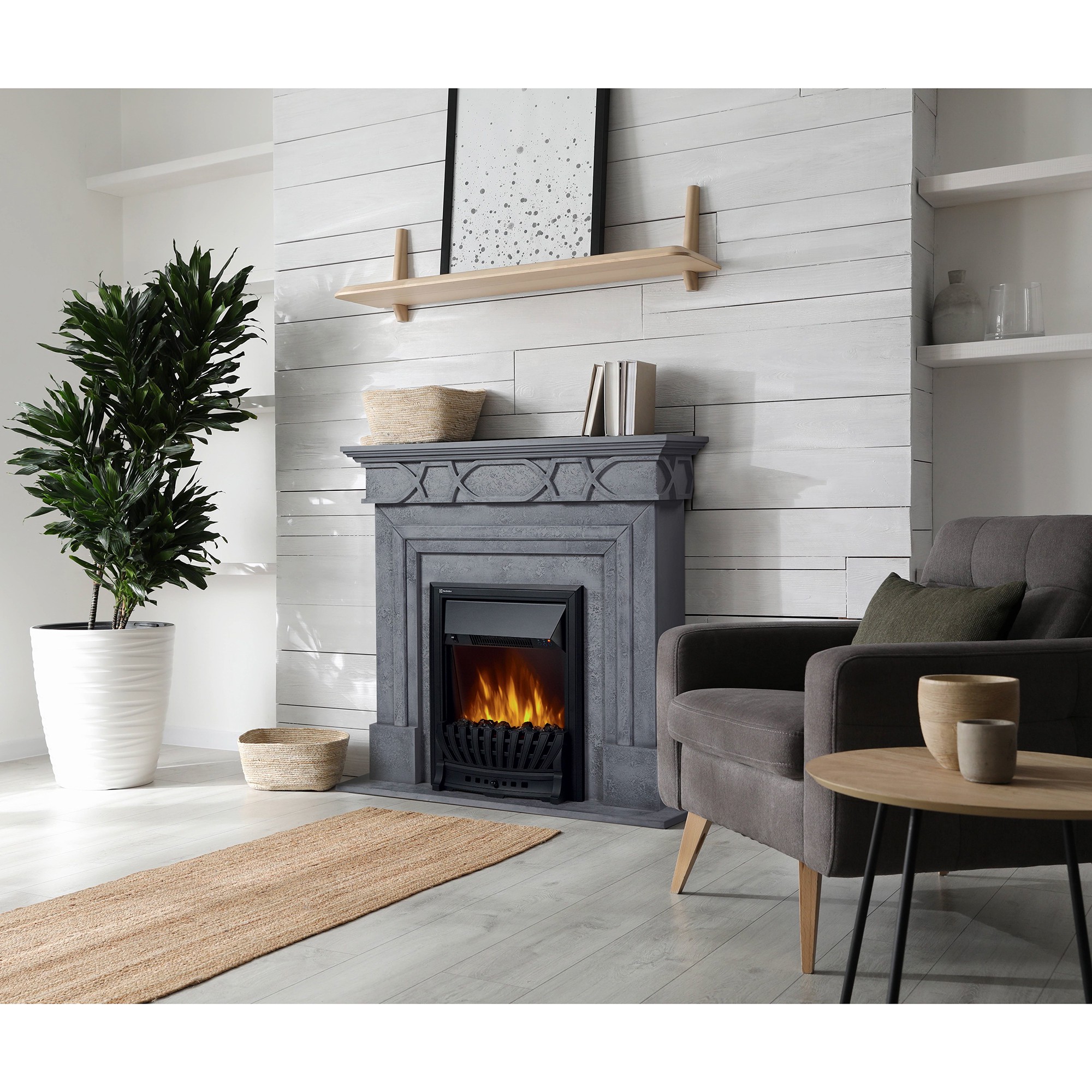 Каминокомплект Firelight Antico Classic серый с очагом Classic EFP/P-1020LS