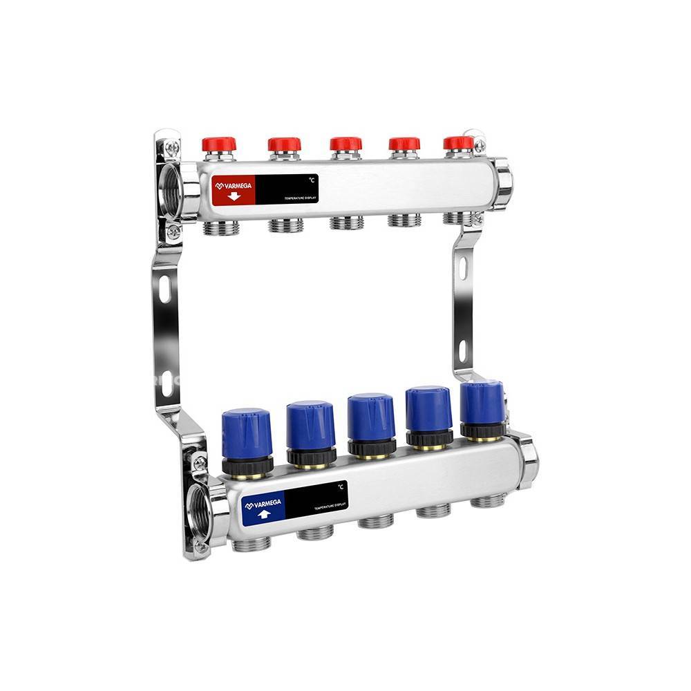 Коллекторная группа Varmega из нержавеющей стали 1 x 3/4 EK 5 контуров VM15505