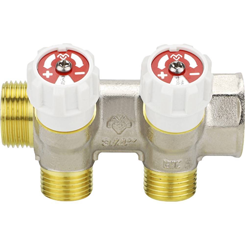 Коллектор распределительный Varmega 3/4 x 3/4 EK 2 выхода с запорными клапанами VM14714