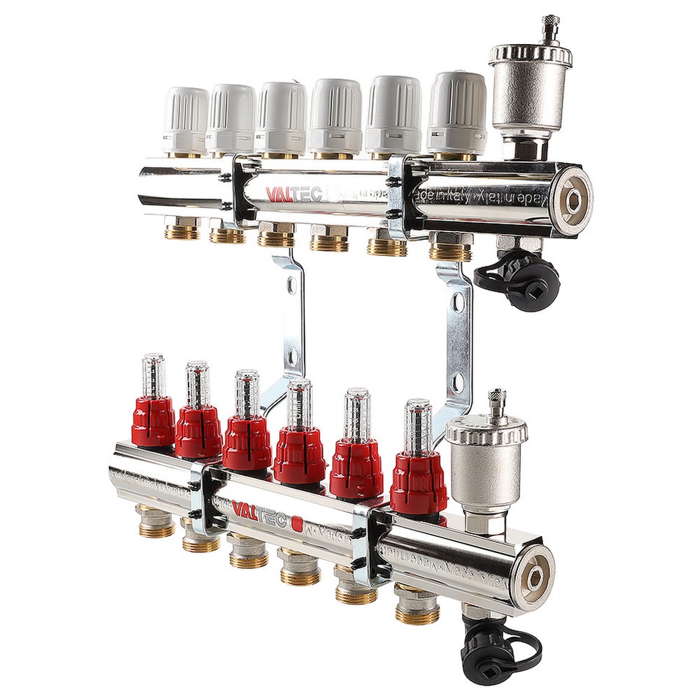 Коллекторный блок с расходомерами Valtec VTc.596.EMNX 1x3/4 EK 5 выходов VTc.596.EMNX.0605