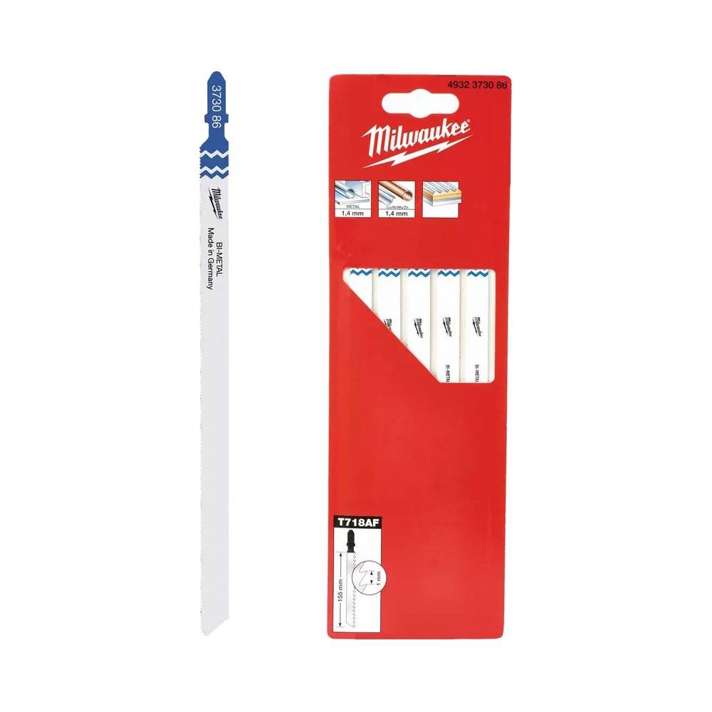 Полотно для лобзика Milwaukee T718AF 155 мм по металлу биметаллическое 5 шт 4932373086