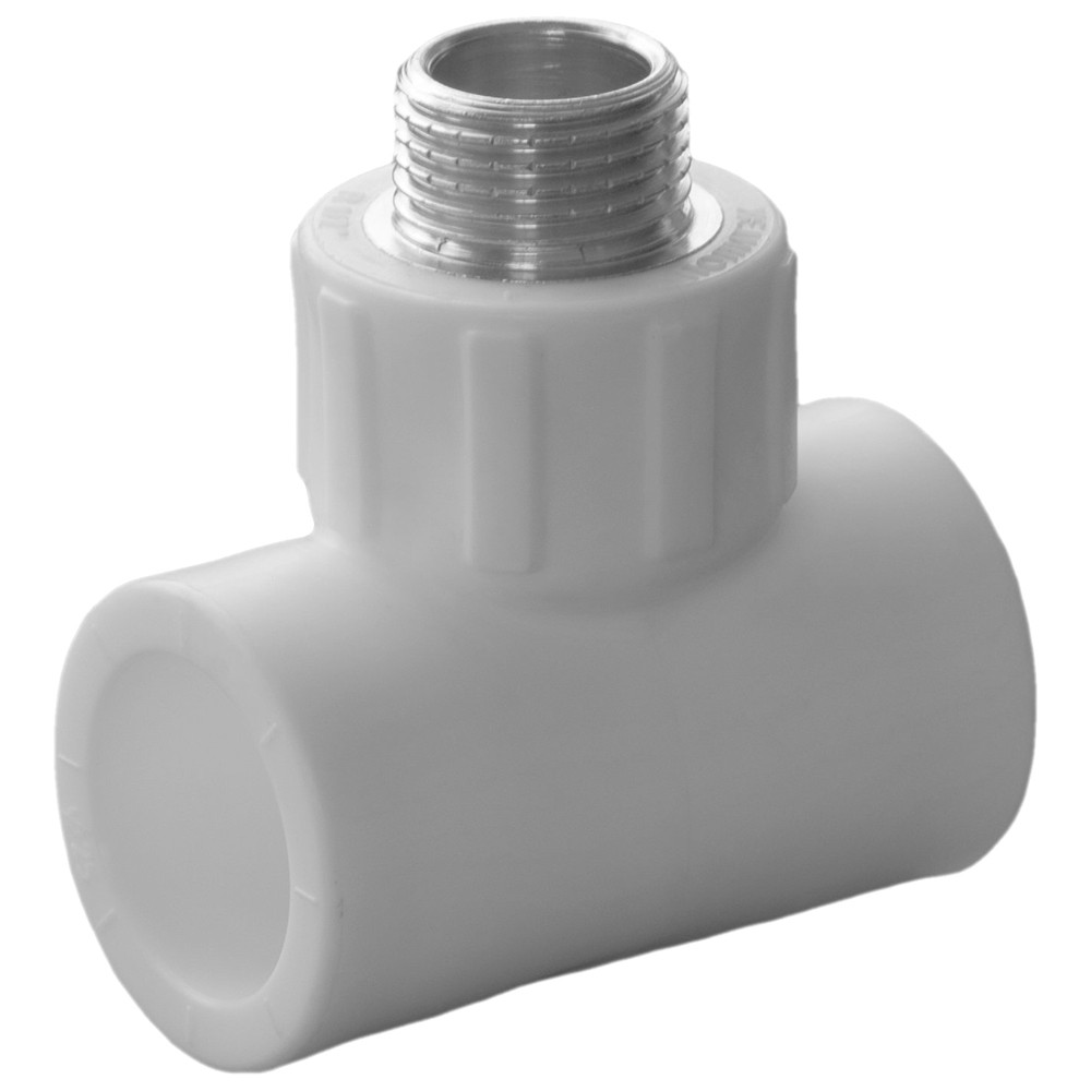 Тройник комбинированный полипропиленовый Политэк PPR 20x3/4 НР белый 1654867