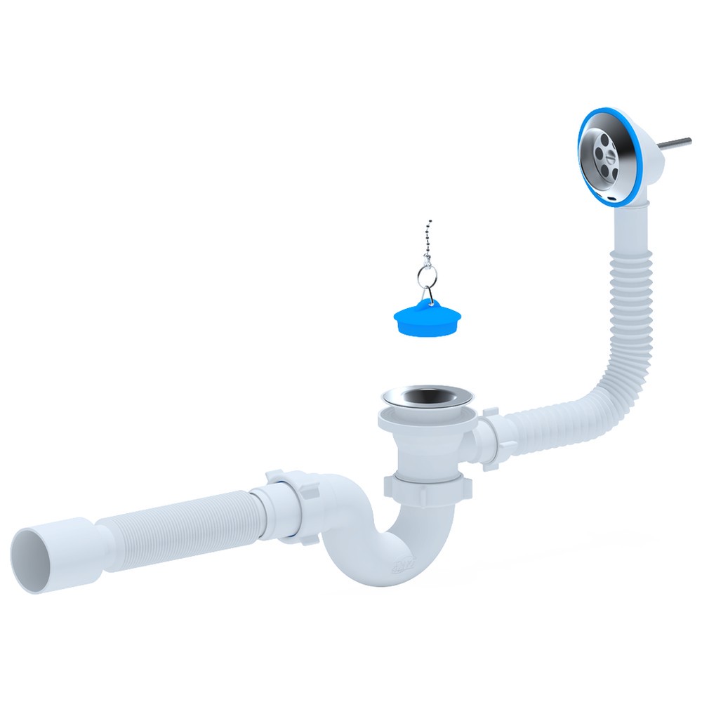 Сифон для ванны АНИ пласт E155 с переливом 1 1/2х40 мм E155