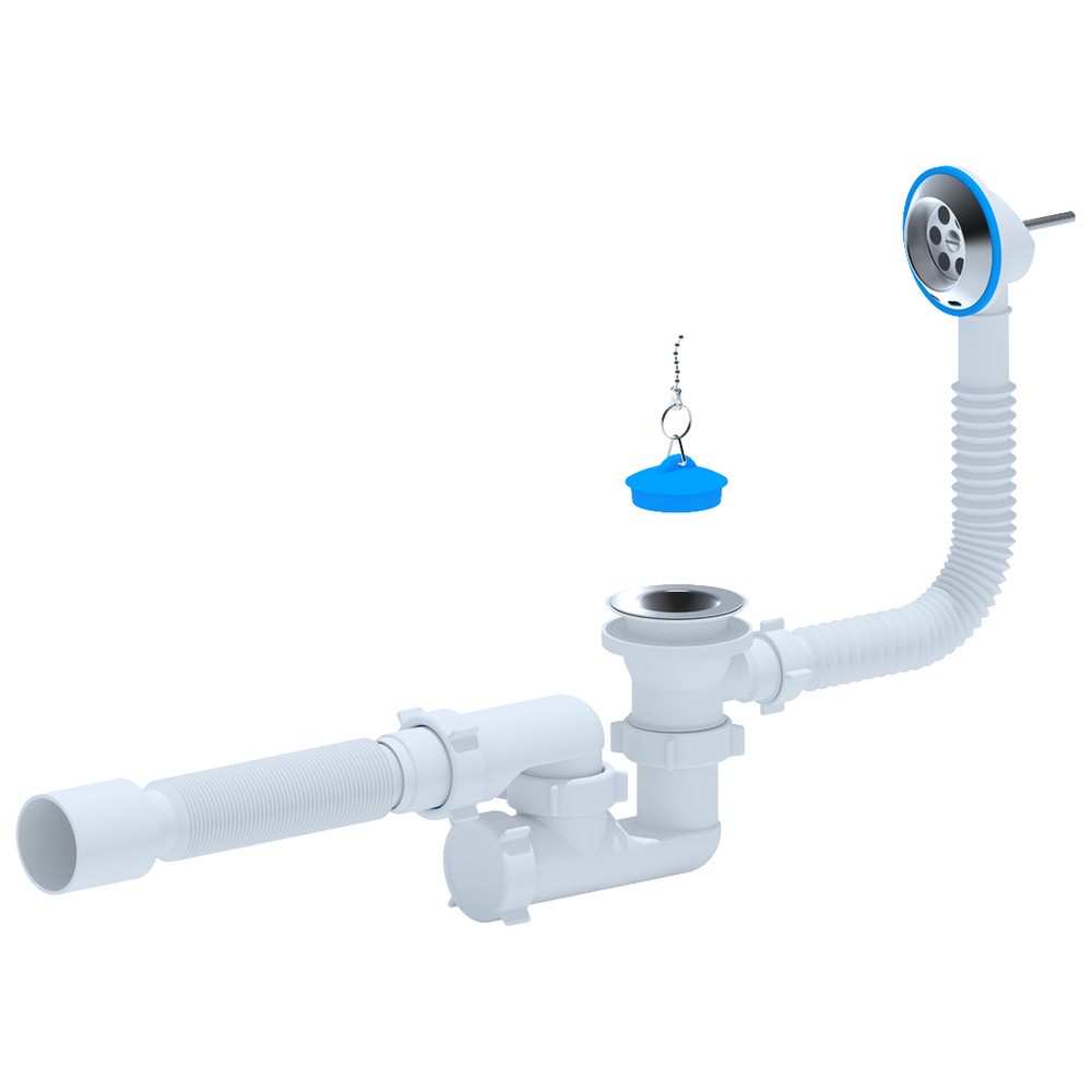 Сифон для ванны АНИ пласт E255 с переливом 1 1/2х40 мм E255