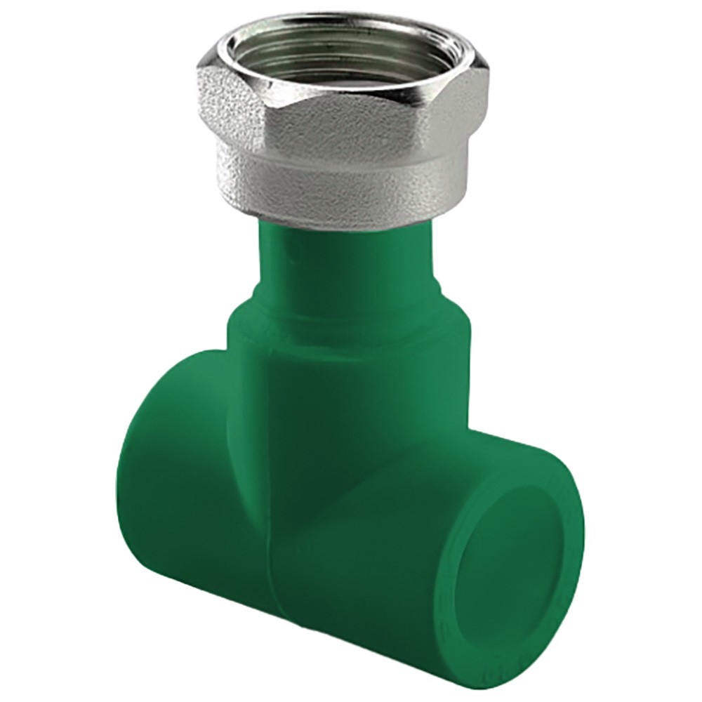 Тройник полипропиленовый AntiFire с накидной гайкой 32х3/4х32 мм Green 034051
