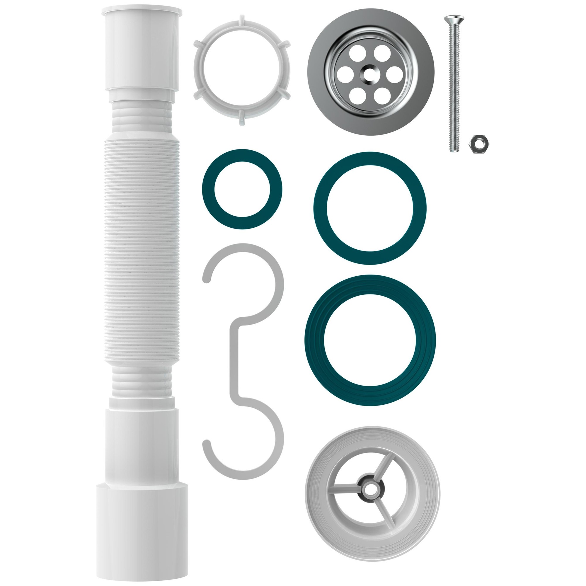 Сифон для мойки Aquant F103-60-MR гофрированный с нержавеющим выпуском F103-60-MR