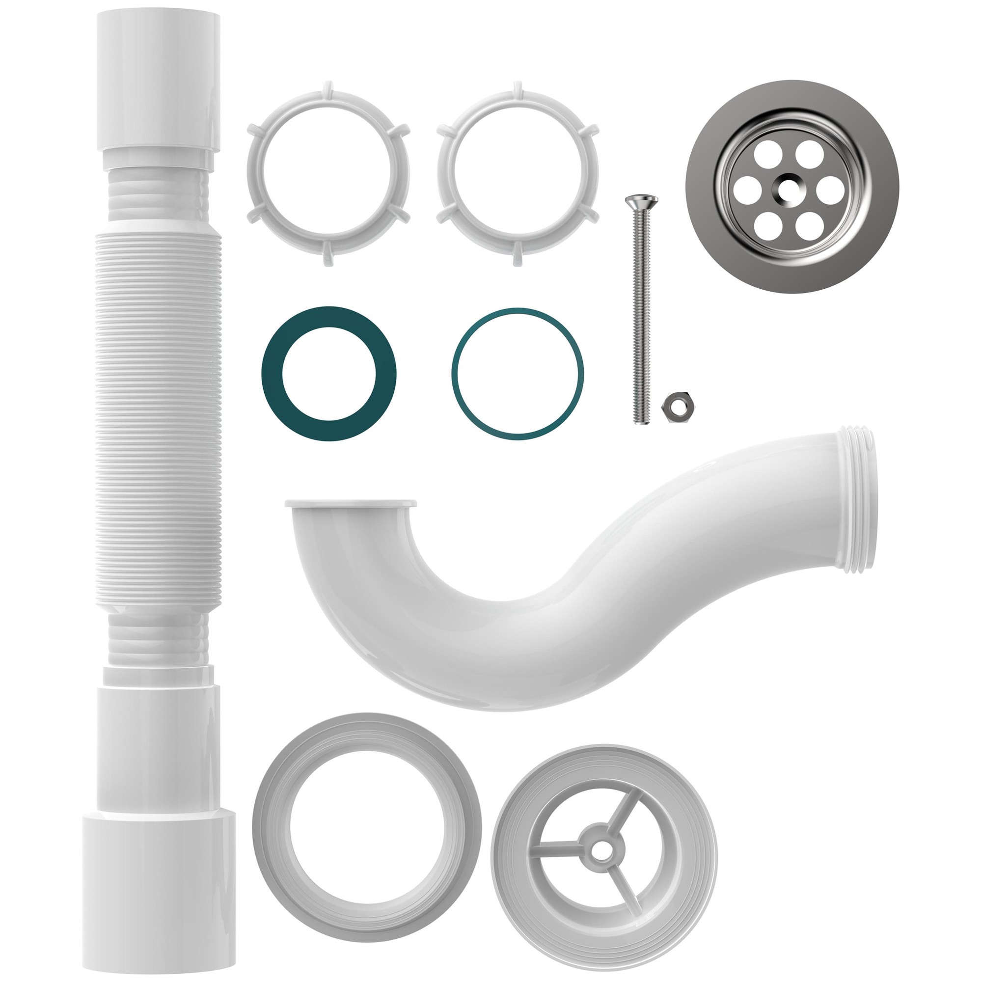 Сифон для душевого поддона Aquant с гибкой трубой и выпуском из нержавеющей стали V145-45-MR