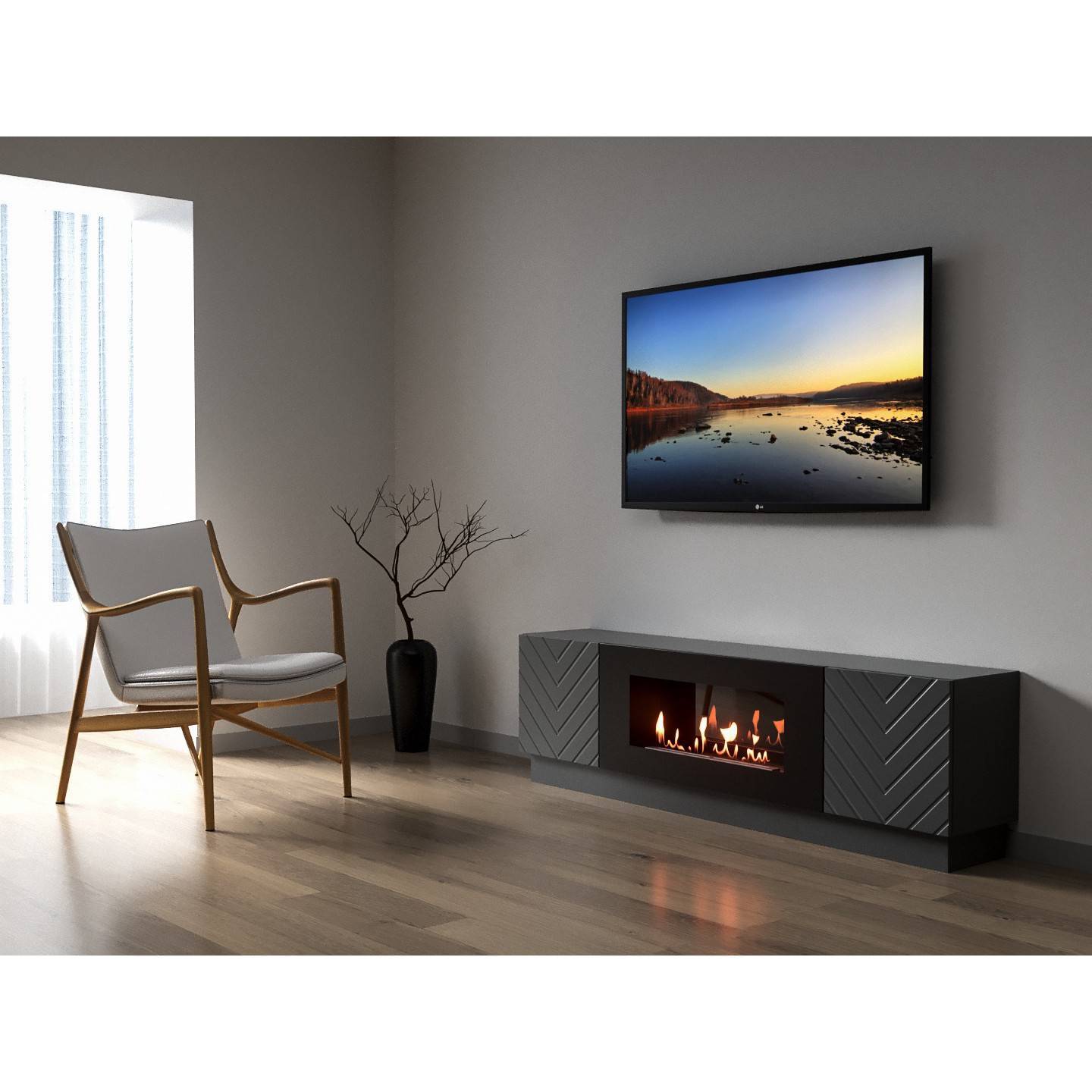 Тумба с биокамином Firelight BFP-P1700V графит 1627927