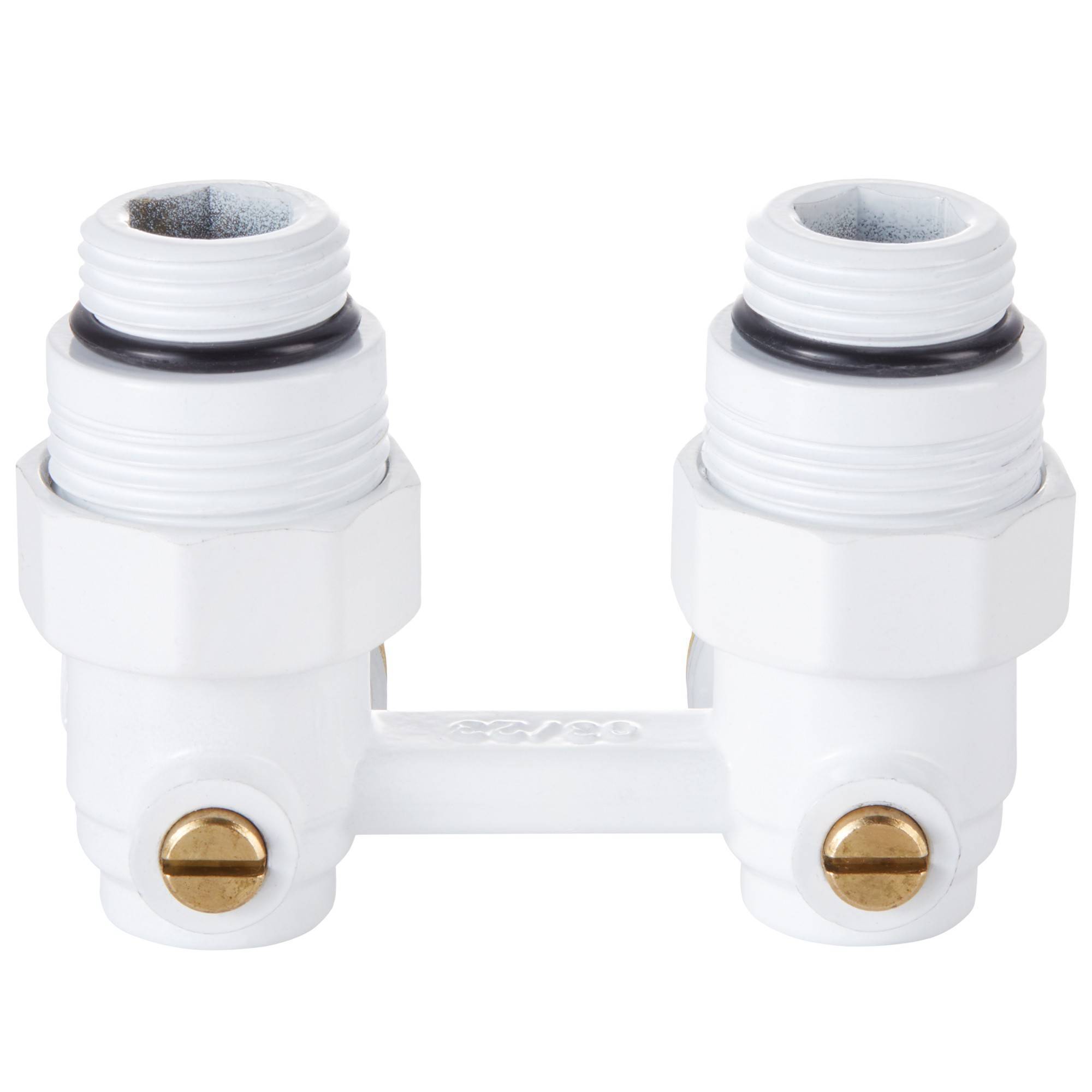 Узел нижнего подключения Royal Thermo угловой 1/2 x 3/4 EK белый RTE 07.00002