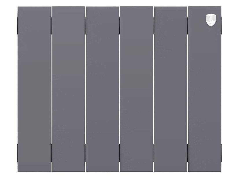 Радиатор биметаллический Royal Thermo PianoForte 300 Silver Satin 6 секций боковое подключение НС-1346087 RAL 9006
