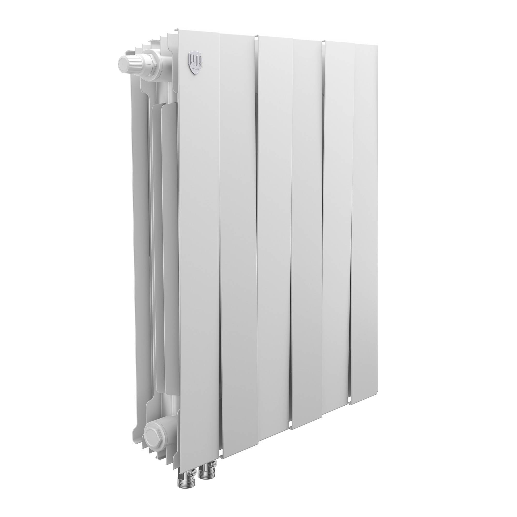 Радиатор биметаллический Royal Thermo PianoForte 500 Bianco Traffico 6 секций нижнее левое подключение VDL80 НС-1511342