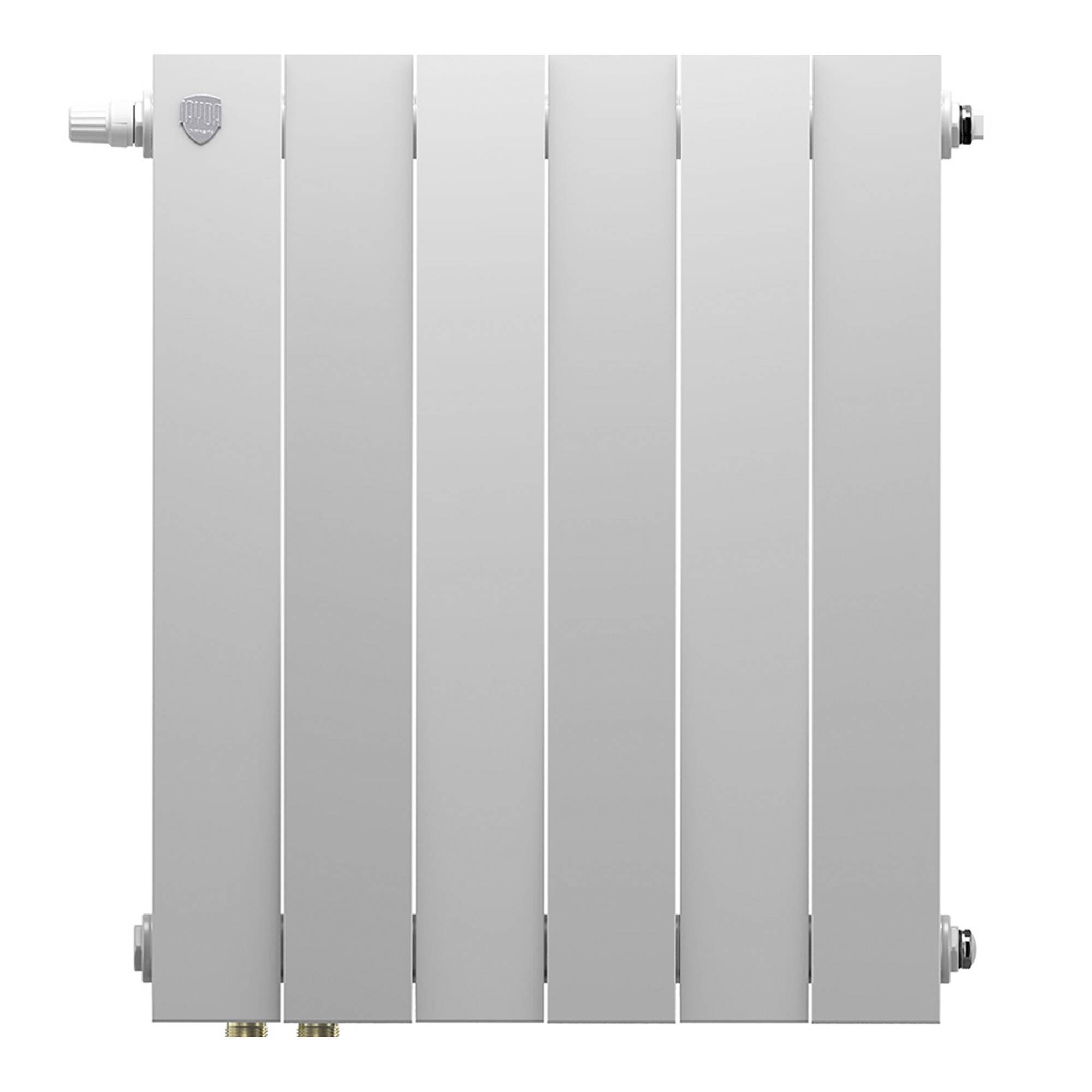 Радиатор биметаллический Royal Thermo PianoForte 500 Bianco Traffico 6 секций нижнее левое подключение VDL80 НС-1511342
