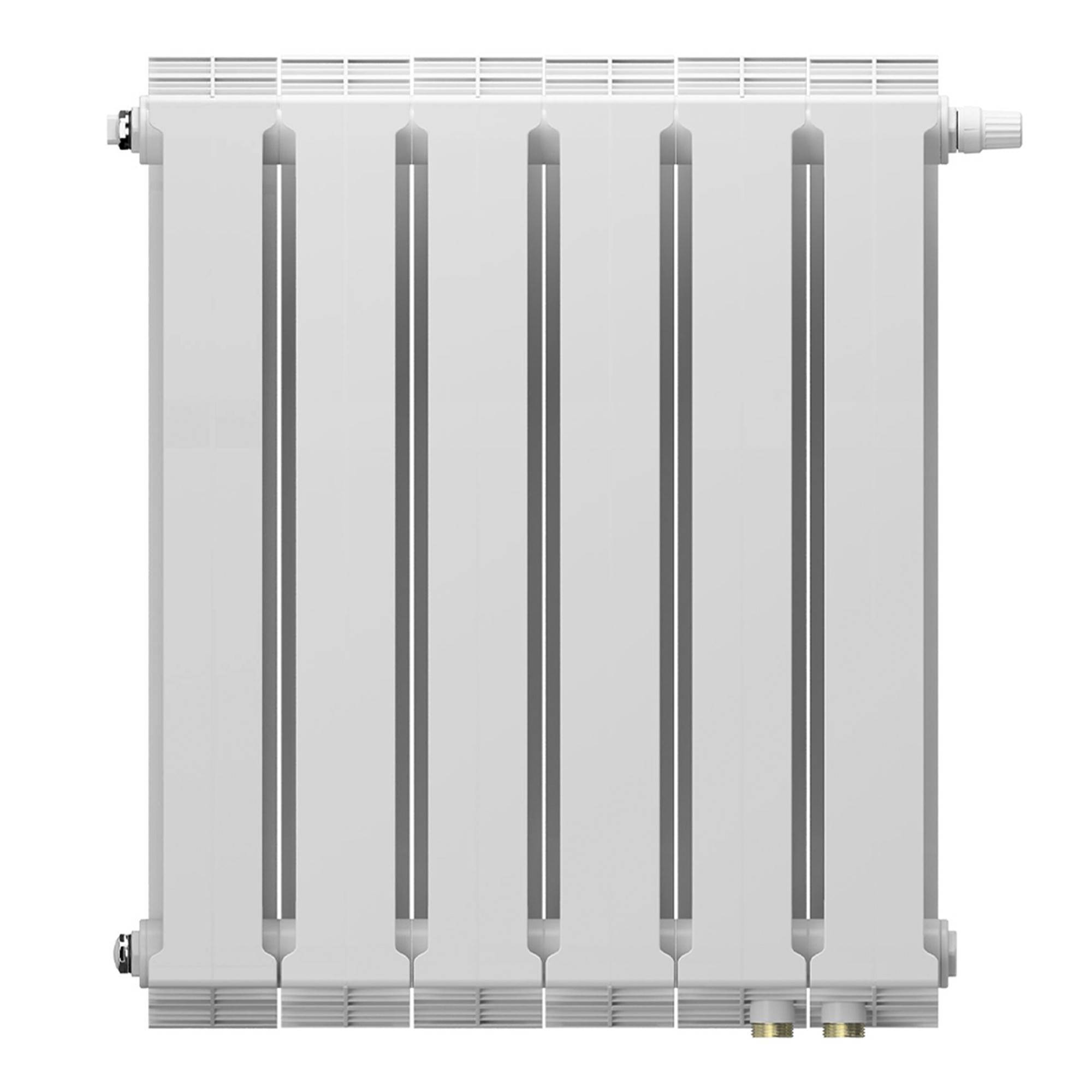 Радиатор биметаллический Royal Thermo PianoForte 500 Bianco Traffico 6 секций нижнее левое подключение VDL80 НС-1511342