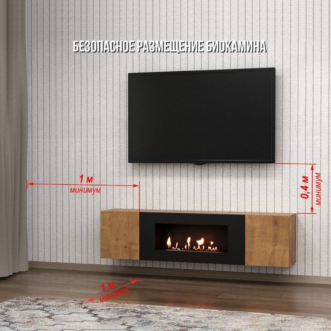 Тумба ТВ с биокамином Firelight BFP-P1600 дуб вотан НС-1646614