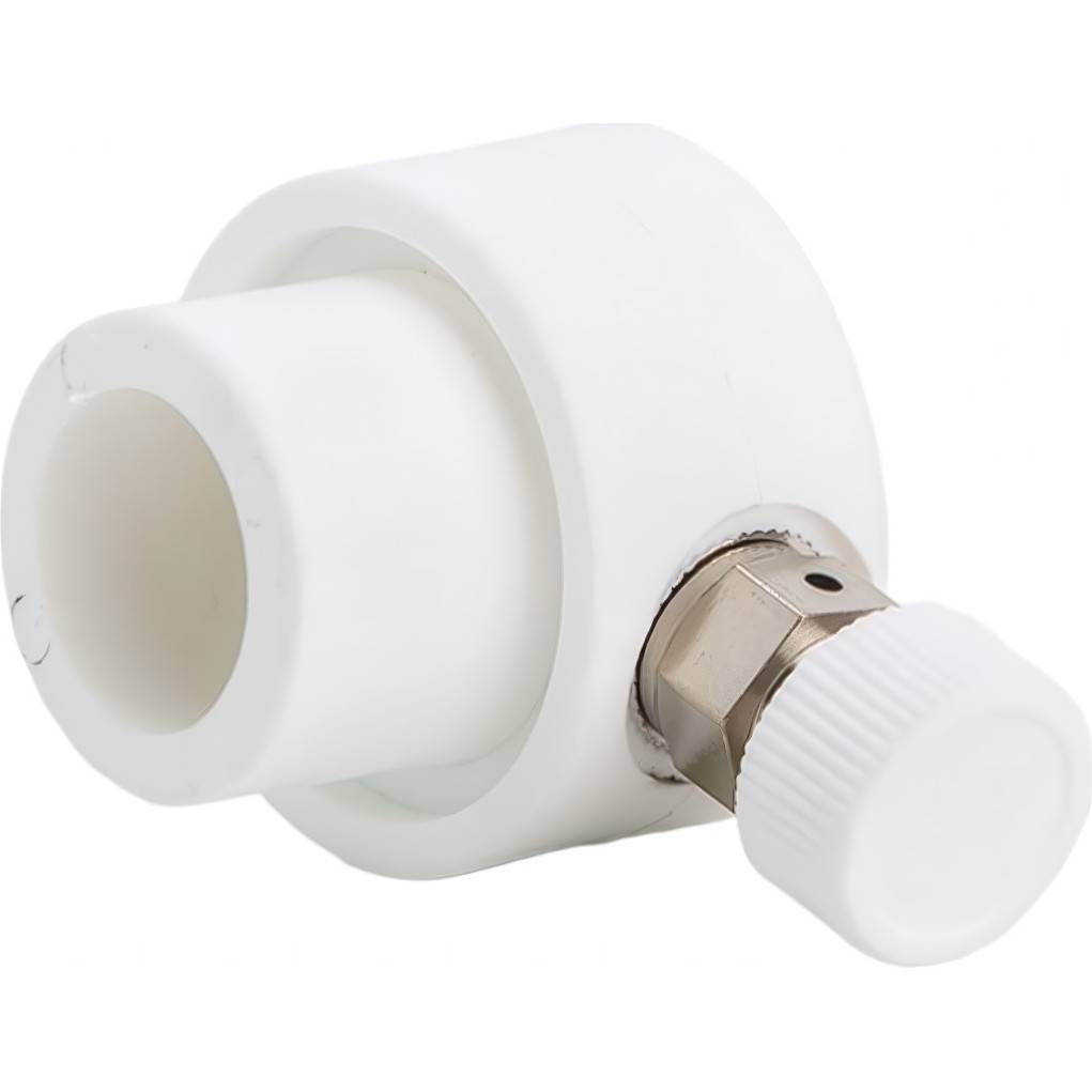 Заглушка полипропиленовая коллекторная со сбросным клапаном Lammin PPR 32 мм белая НС-1160545