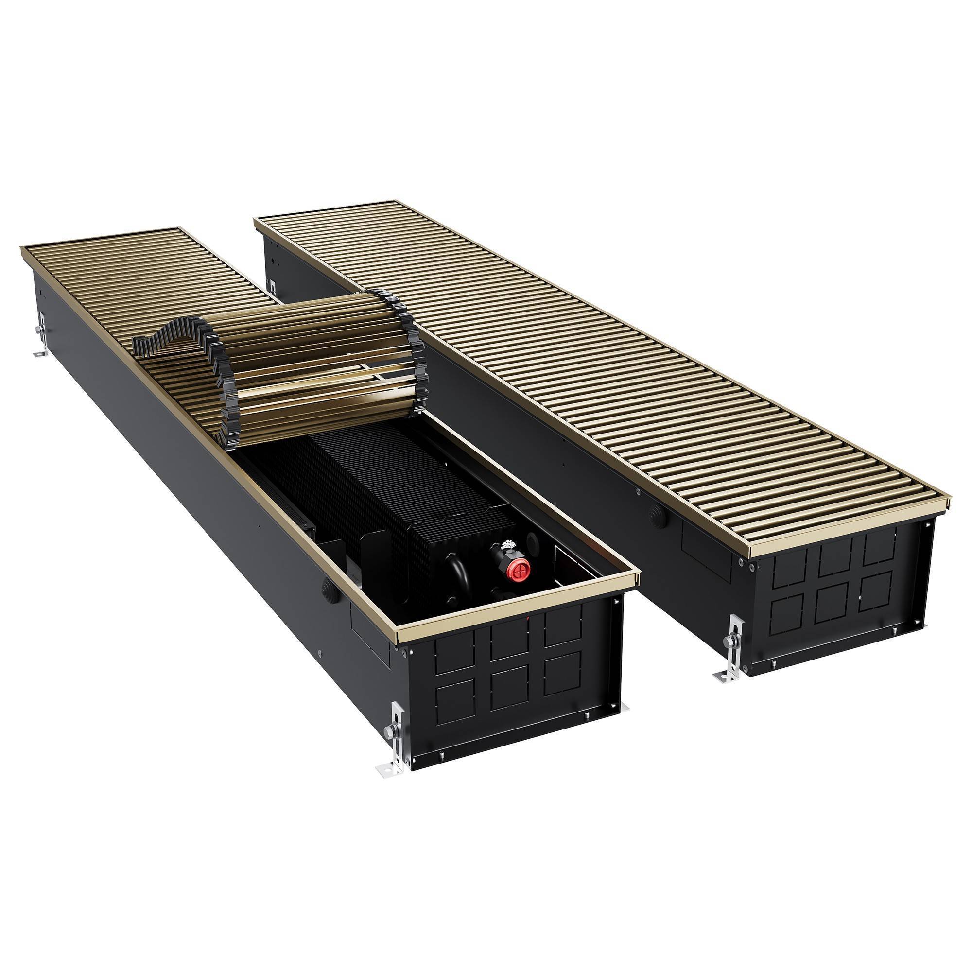 Конвектор внутрипольный Royal Thermo ATRIUM TURBO 150х250х2300 мм принудительная конвекция Золото НС-1665734