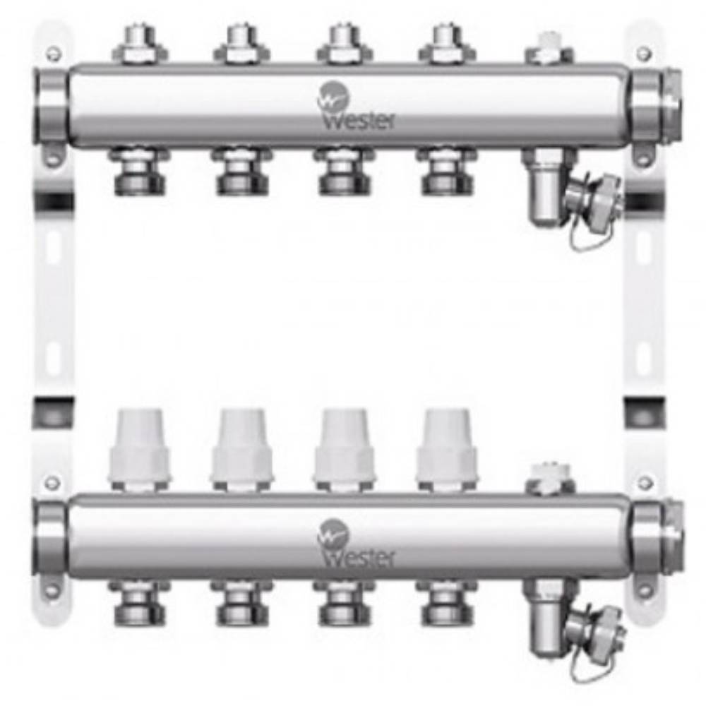 Коллекторный блок Wester W903 из нержавеющей стали 1x3/4 на 4 выхода W903.4