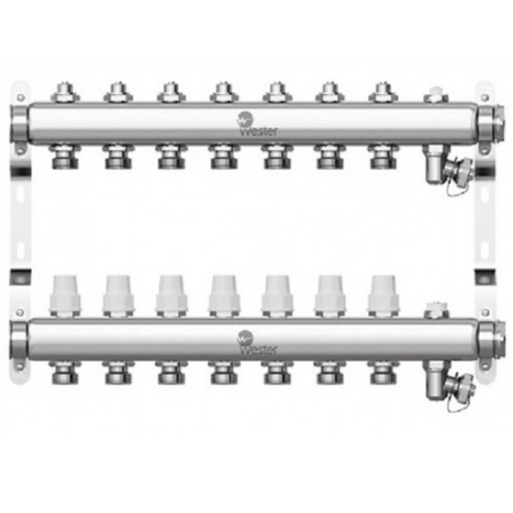 Коллекторный блок Wester W903 из нержавеющей стали 1x3/4 на 7 выходов W903.7