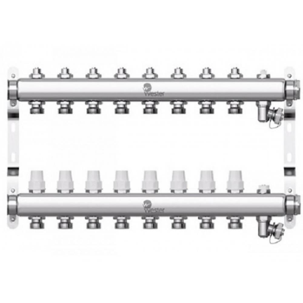 Коллекторный блок Wester W903 из нержавеющей стали 1x3/4 на 8 выходов W903.8