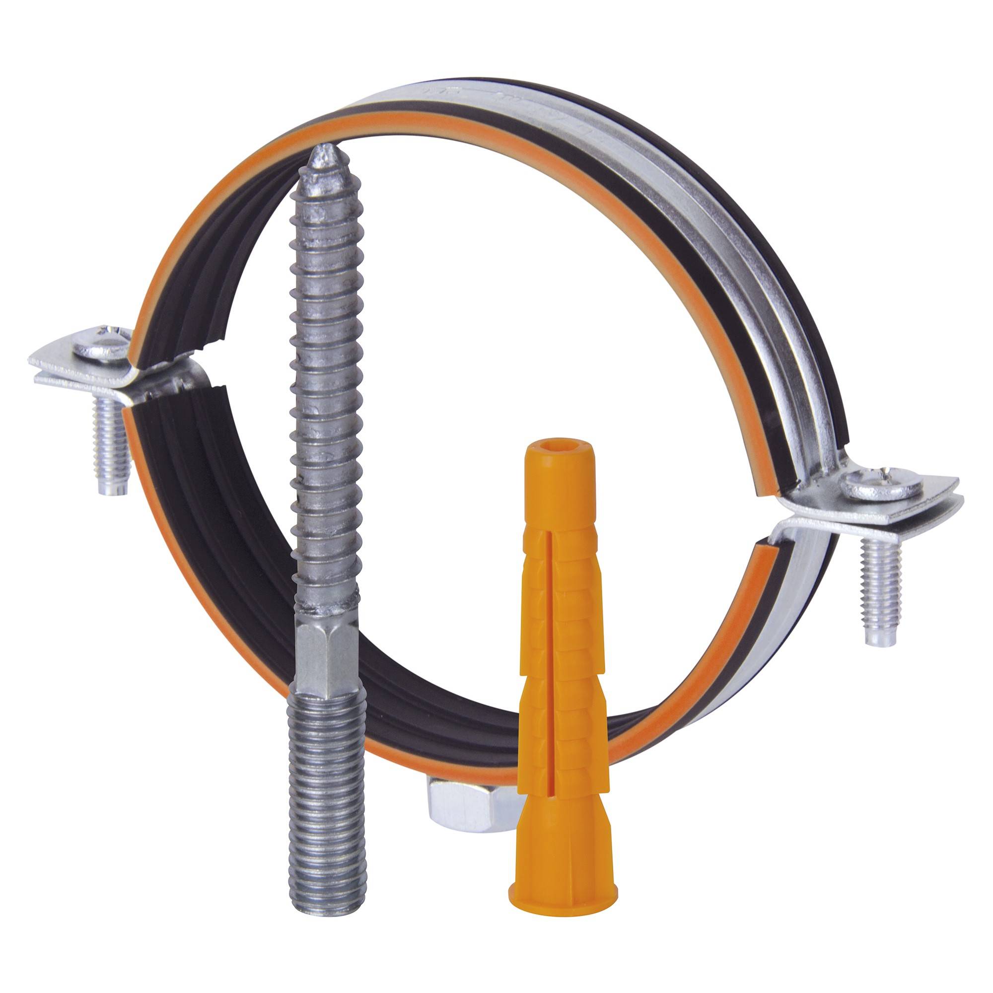 Хомут металлический Humalt RU-HT 3/4 25-28 мм M8 с гайкой шпилькой и дюбелем НС-1630628