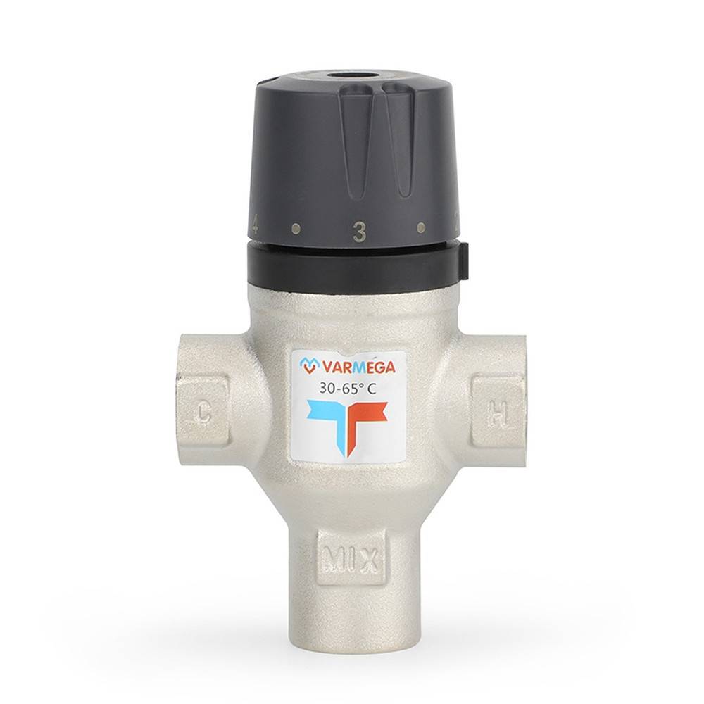 Клапан термосмесительный Varmega 1/2 ВР 30-65 °C Kvs 1.7 смешение вниз VM17901