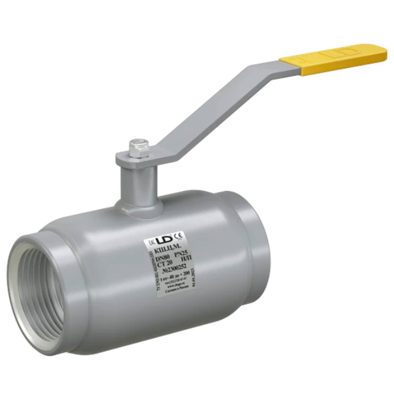 Кран шаровой стальной муфтовый LD Ду 40 Ру 40 полнопроходной 1292325